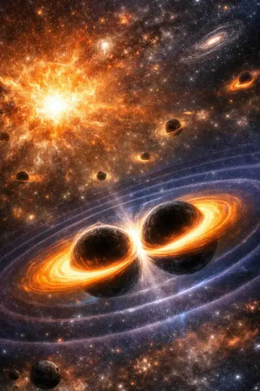 Agujero negro primordial en el espacio cósmico