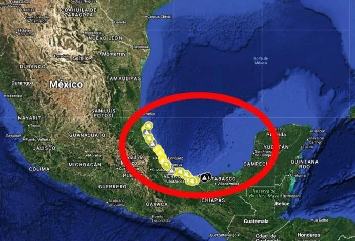 Derrame de petróleo en el Golfo de México mapa de impacto