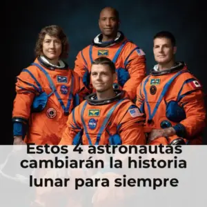 Astronautas en trajes espaciales caminando en la luna